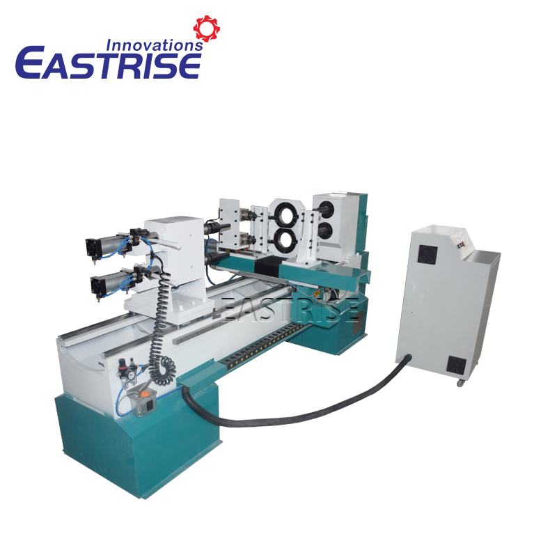 3 軸ダブルツールホルダー水平スピンドル付き CNC 木工旋盤機