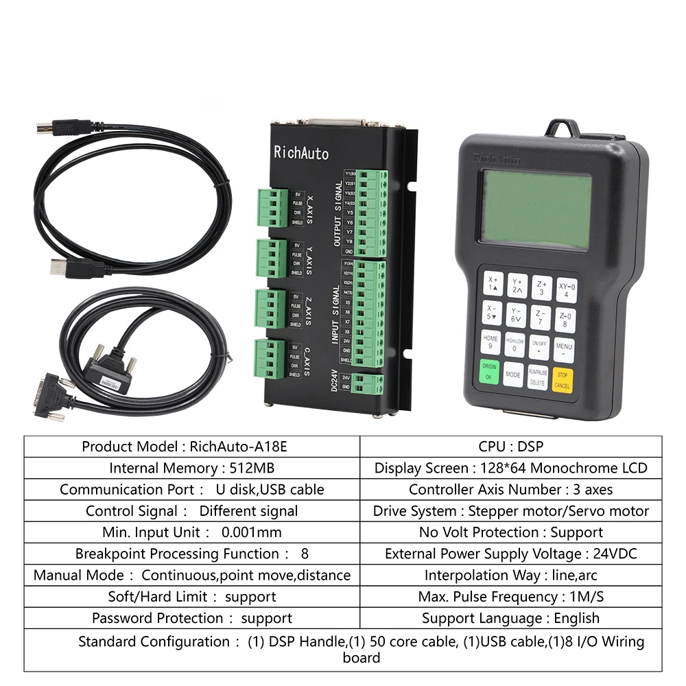 RichAuto DSP A11 DSP コントローラー英語版 CNC ルーターマシンに使用